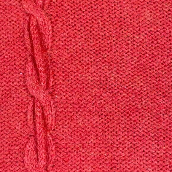 Anthropologie Sleeping on Snow Womens Sweater Orange V Neck Cable Knit Wool XL - Picture 4 of 13